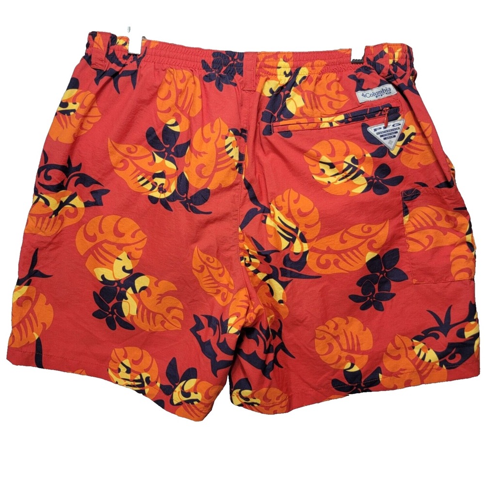Columbia PFG Backcast Swim Trunks Mens L Omni Shade Hiking Water Shorts Tropical